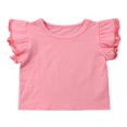 thumbnail image 1 of Toddler Baby Girl Summer Basic Plain Ruffle Sleeve Cotton Tops, 1 of 4