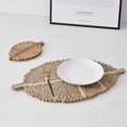 thumbnail image 2 of Hand Woven Place Mats Set of 4 Leaf Shape Boho Wicker Table Place Mats for Dinning Table,Home,Wedding (L:16.5x12”) Leaf Shape L:16.5x12” Leaf Shape L:16.5x12” Leaf Shape L:16.5x12”, 2 of 5