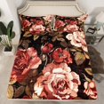 thumbnail image 2 of YST Draps de Lit Pivoine Rouge Format Simple, Ensemble de Draps Rétro à Motif Floral pour Filles et Ados, Drap-Housse Jardin Rustique de Printemps, Drap-Housse Style Peinture à l'Huile Drap-Housse + Drap Plat + 1 Taie d'Oreiller, 2 of 5
