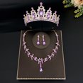 thumbnail image 3 of LYMAYTER Bride Jewelry Set 3Pcs/Set Wedding Crown and Earrings - Faux Crystal, Exaggerated, 3 of 7