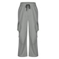 thumbnail image 4 of Dagugfen Cargo Pants for Men Elastic Waist Drawstring Outdoor Trainning Running Athletic Trousers Solid Color, 4 of 6