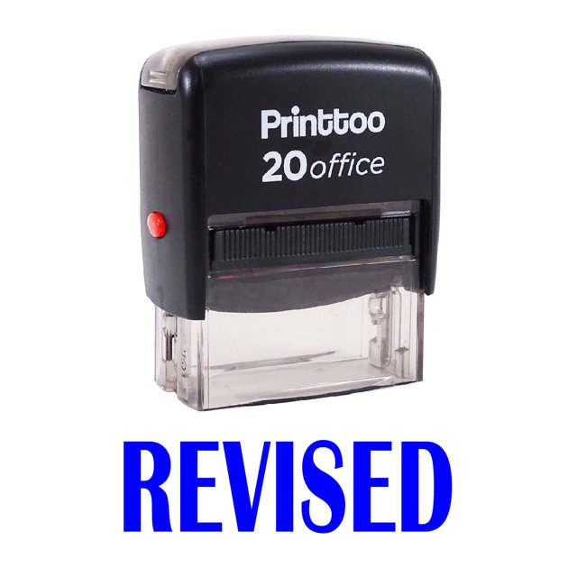 Printtoo Rubber Stamp Office Stationary REVISED Self Inking Stamp-Blue