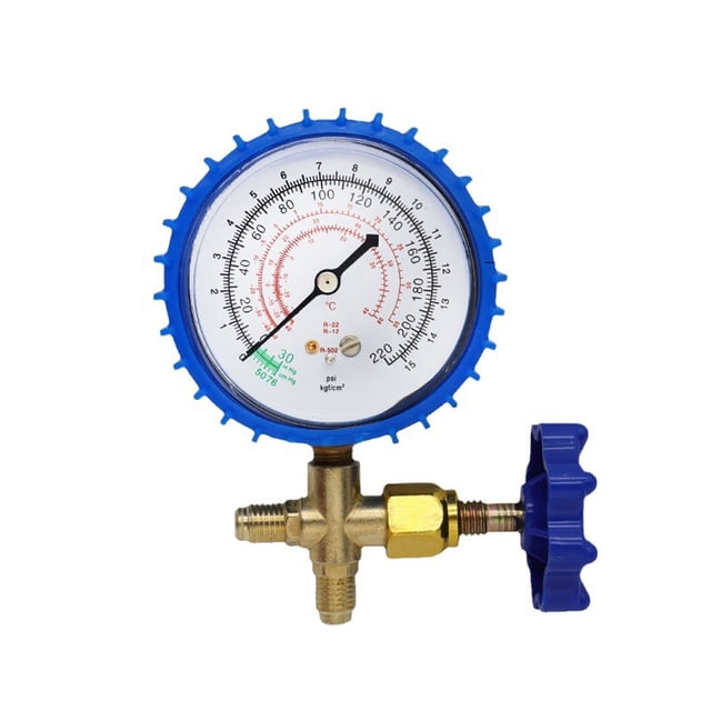Zootealy Manomètre de Pression Réfrigérant HVAC Automobile avec Couvercle Résistant aux Collisions - Valve Unique Haute Pression pour R22/R134/R404 - Design Facile à Contrôler - Corps en Alliage d'Aluminium - Idéal pour Divers