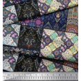 thumbnail image 3 of Soimoi Silk Fabric Ogee & Mandala Patchwork Printed Craft Fabric by The Yard 42 Inch Wide, 3 of 3