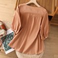 thumbnail image 4 of Pompotops Blouse à Col en V pour Femmes en Coton et Lin à Manches Trois-Quarts avec Manches Lanterne Liquidation, 4 of 5