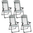 thumbnail image 1 of Outsunny Set of 4 Camping Chairs, Outdoor Folding Lounge Chair Set with 5 Level Adjustable Backrest, Removable Headrest, Armrest for Camping, Backyard, Grey, 1 of 9