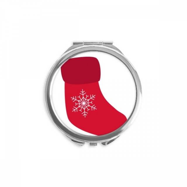 mas Snowflake Sock Red Festival Hand Compact Mirror Round Portable Pocket Glass