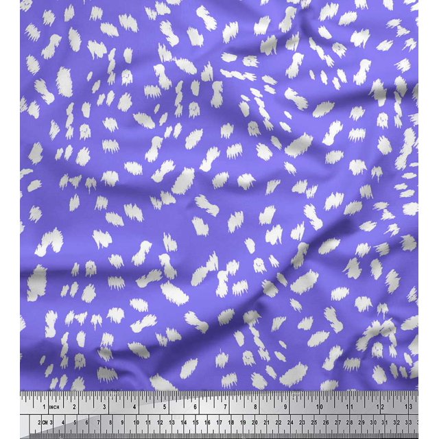 Soimoi Purple Poly Georgette Fabric Cow Animal Skin Print Fabric by the Yard 42 Inch Wide