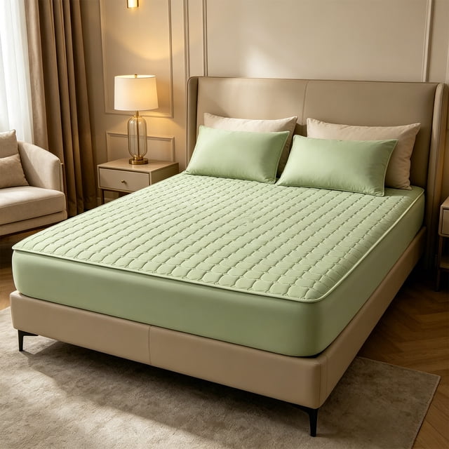 Todays Clearance Deals Prime! Waterproof Quilted Ice Silk Mattress Cover Protector Set Cooling Bed Topper