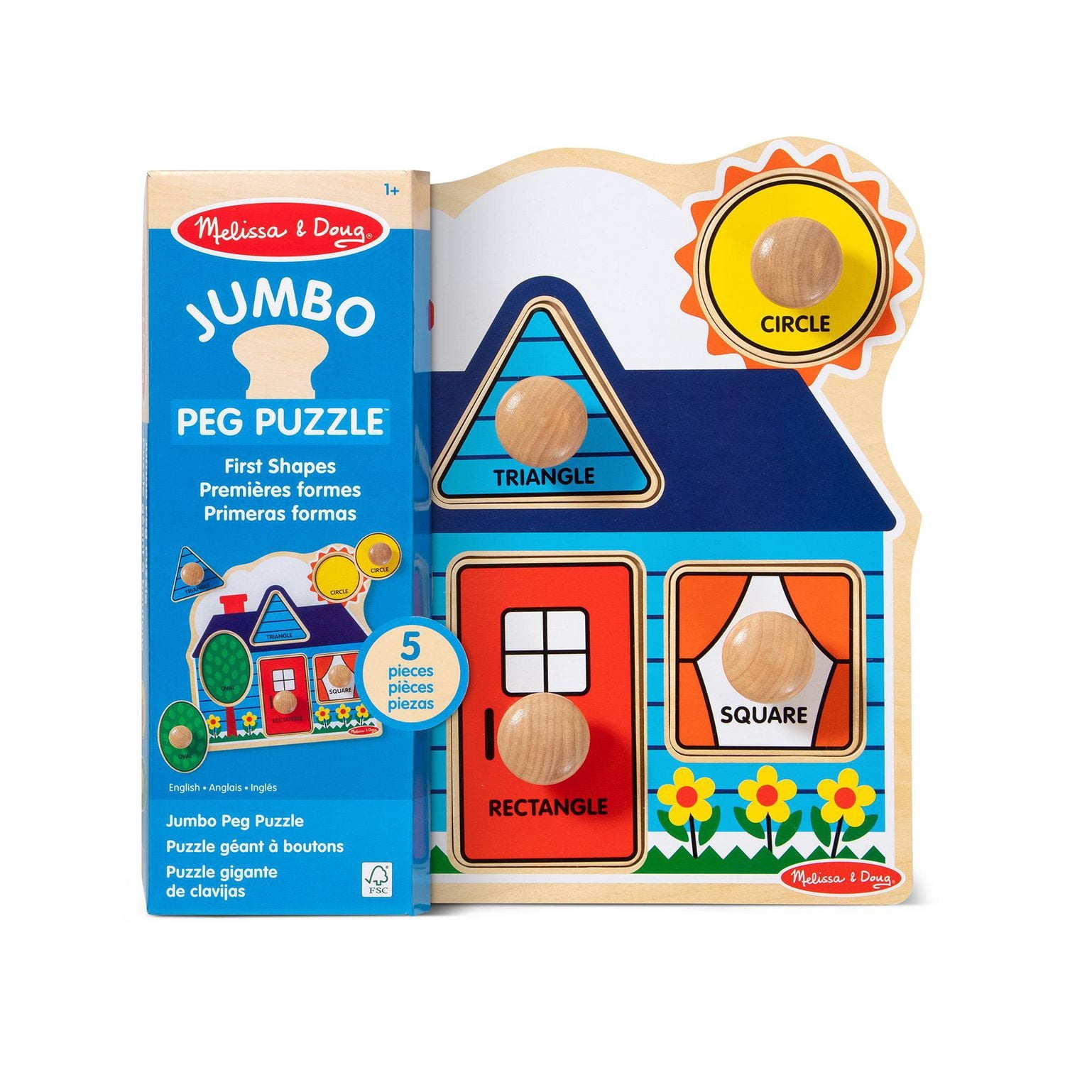 Melissa & Doug First Shapes Casse-tête en bois Jumbo Peg