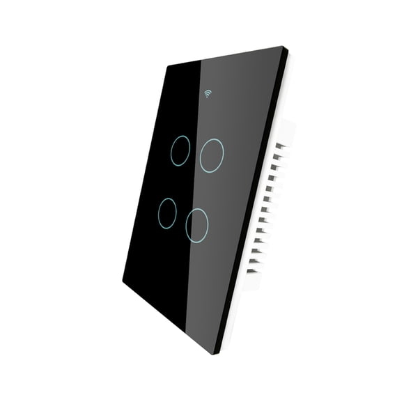 Yeacher Commutateur Tactile Intelligent Wi‐Fi à 4 Gang Amélioré Appairage Facile Association Multi‐contrôles Rétroéclairage Allumage/extinction Contrôle par Application Contrôle Vocal Compatible avec / Minuteur Domestique Partage Relais État Applique Murale Swi