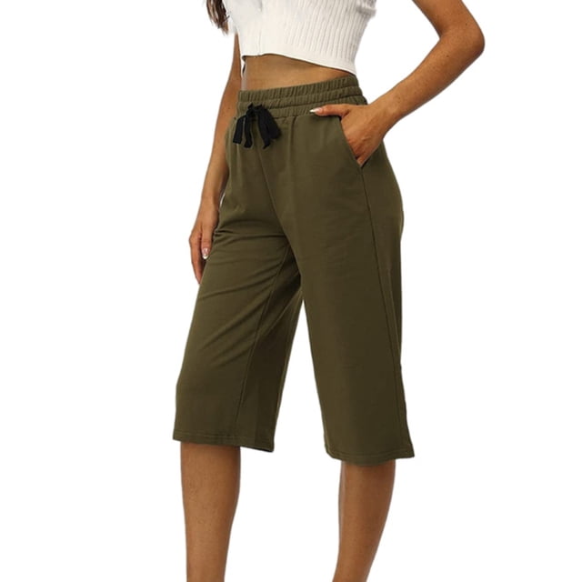 Articles à Gros Rabais! Pantalons de Randonnée Georges Joggers Femme Mode Cordon Poches Taille Élastique Pantacourts Unis