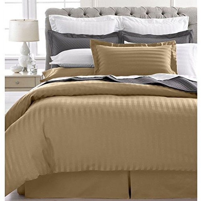 Ultra Soft 1800 Series 2 PC Striped Duvet Set (Twin, Taupe)