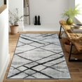 thumbnail image 1 of JV Home Tapis à Rayures Gris 4'x6' Lavable Antidérapant, 1 of 6