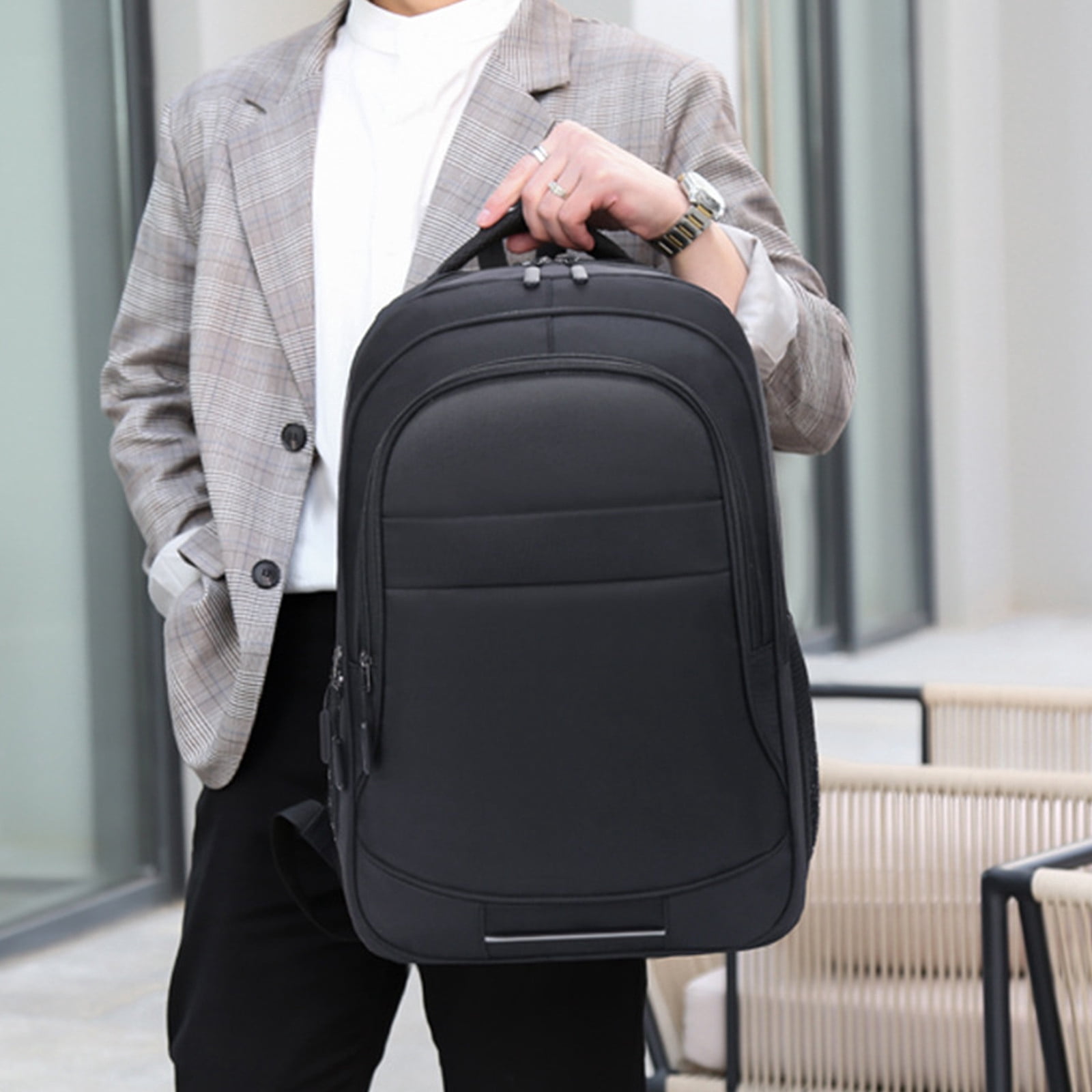 TOUMENY Laptop Backpack, 15.6 Inch Business Travel Bag with USB Charging Port, Water-Resistant Durable Computer Bag for Office, School, College Students