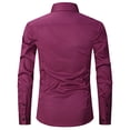 thumbnail image 4 of Jovati Chemise Habillée à Manches Longues pour Hommes, Couleur Unie, Coupe Régulière, Col Rabattu, Mélange Polyester Spandex, Boutonnée, Tenue Décontractée Formelle, 4 of 4