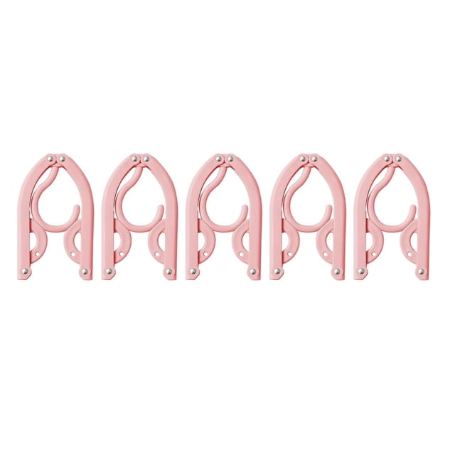 Clearance! 5Pcs Travel Foldable Hangers Update Portable Plastic Hanger Travel Accessories Must Haves Clothes Drying Rack Folding Hanger for Traveling Camping Flying Rv Cruise Suitcase One Size Pink