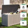 thumbnail image 4 of EasyUp 75 Gallon Resin Deck Box, Lockable Patio Outdoor Storage Box for Furniture, Garden Tools and Tools Storage, Waterproof Outside Storage Boxes（Grey）, 4 of 7