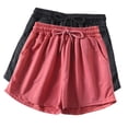 thumbnail image 1 of Diufon 2pc Womens Yoga Shorts Solid Color Shorts Elastic Waist Drawstring Athletic Shorts with Pockets, 1 of 4