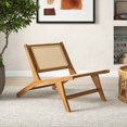 thumbnail image 2 of Costway Mid Century Modern Teak Wooden Chair with Handwoven Rattan Seat & Backrest, 2 of 8