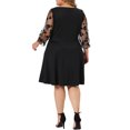 thumbnail image 3 of Agnes Orinda Robe Midi Trapèze Fluide à Volants à Manches Longues Transparente à Encolure Carrée pour Femme Grande Taille1X Noir, 3 of 6