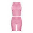 thumbnail image 4 of Ensembles d'Entraînement pour Femmes, Tenues Deux Pièces Unies, Été, Hauts Sans Manches à Col Rond, Shorts, Pantalons, Ensemble, Tenues pour Femmes, Ensembles 2 Pcs en Liquidation, 4 of 5