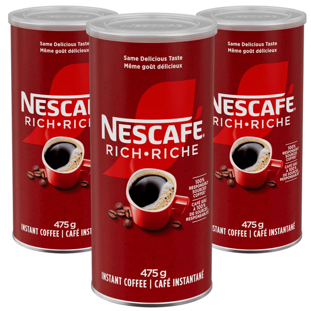 Nescafé Rich Instant Coffee, 475 g (3 PACK)– Smooth, Full-Bodied Freeze-Dried Coffee for Quick Brewing