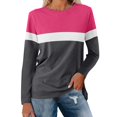 thumbnail image 2 of Pxiakgy Vente Chaude!! Tunique à Blocs de Couleur pour Femmes Hauts Décontractés Manches Longues Col Rond Pull Tunique à Blocs de Couleur pour Femmes Hauts Décontractés Manches Longues Col Rond Pull Rose Vif TTG, 2 of 7