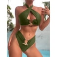 thumbnail image 3 of EGNMCR Bikini Set Women's Split Body Halter High Waist Solid Bikinis Sets, 3 of 4