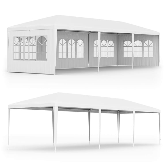 Costway Chapiteau de Fête et de Mariage Extérieur 10 Pieds X 30 Pieds Auvent Robuste