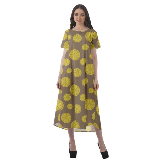 Moomaya Robes d'Été Imprimées pour Femmes à Manches Courtes en Coton Flex Robe de Soirée