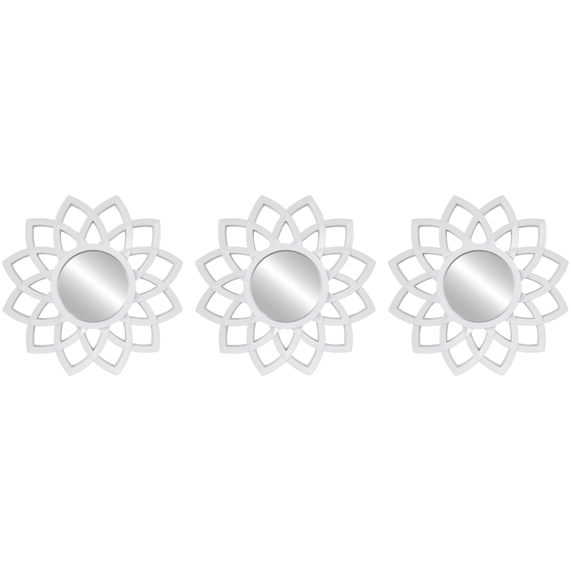 Northlight Ensemble de 3 Miroirs Muraux Floraux Arqués Blanc Mat 9.5 Pouces