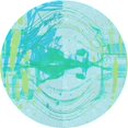 thumbnail image 1 of Ahgly Company Machine Washable Indoor Round Transitional Turquoise Green Area Rugs, 7' Round, 1 of 7