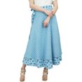thumbnail image 1 of Phagun Jupe Portefeuille Réversible Bleu Pâle à Imprimé Floral en Coton Longue Jupe Hippie, 1 of 6