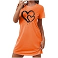 thumbnail image 1 of Mrat Chemises de Nuit en Coton pour Femmes Chemise de Nuit pour Femmes Vêtements de Nuit Manches Courtes Chemise de Nuit Décontractée Imprimée Robe de Nuit Ample Confortable Pyjama S-79 Orange TG, 1 of 7