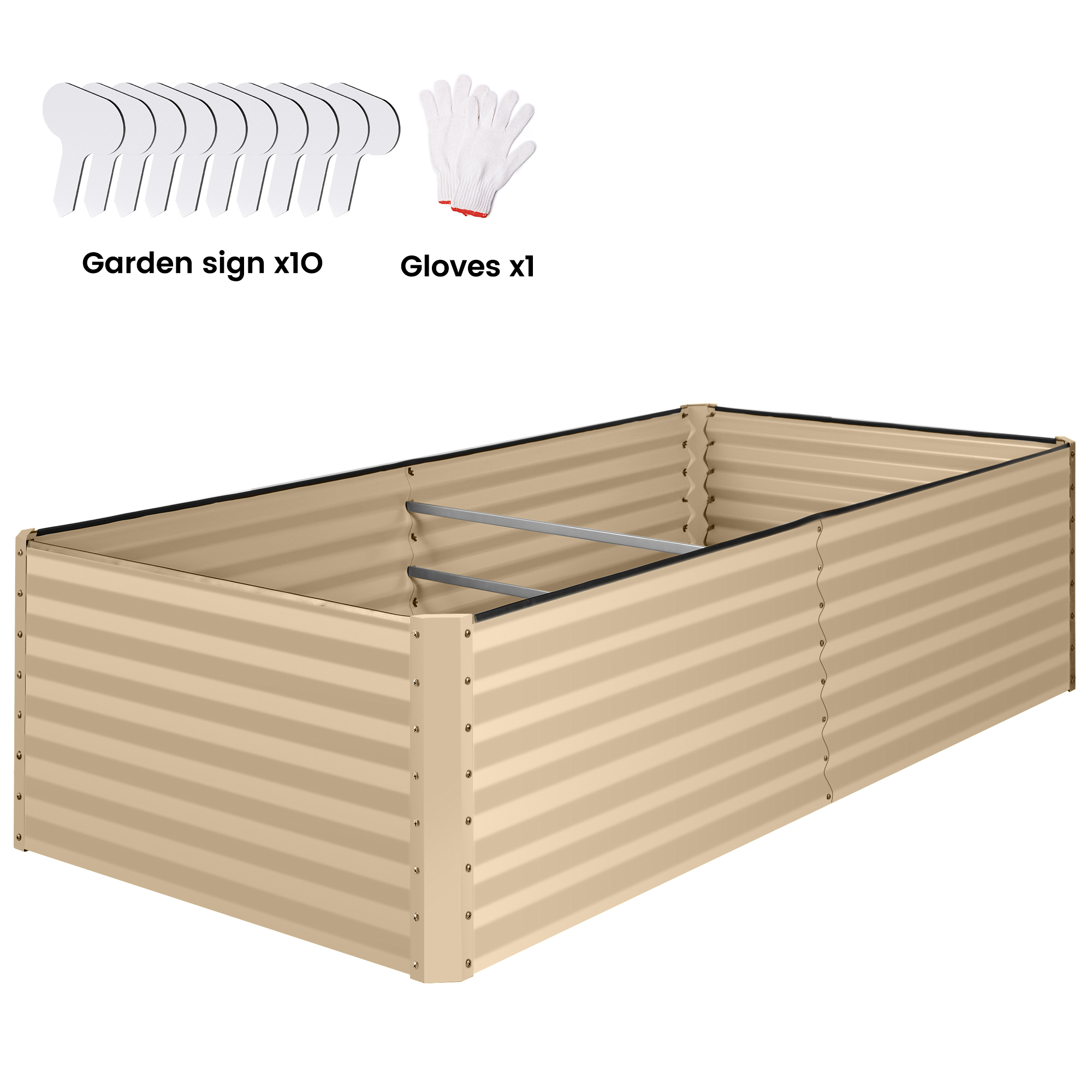 Jardinière surélevée Noble House, support galvanisé pour jardinière d'extérieur, beige