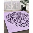 thumbnail image 3 of Ahgly Company Tapis d'Intérieur Lavable à la Machine, Carré, Transitionnel, Fleur Violette Violette, Tapis de Zone, 7 Pieds Carré, 3 of 7