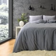thumbnail image 3 of Sleepgram Housse de Couette en Coton Supima 400 Fils, Grand Lit, Rayure Grise, 3 of 6