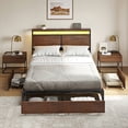 thumbnail image 2 of GUNAITO Full Size Bed Frame with Headboard and 4 Storage Drawers LED Bed Frame with USB Ports & Outlets Rustic Brown, 2 of 10