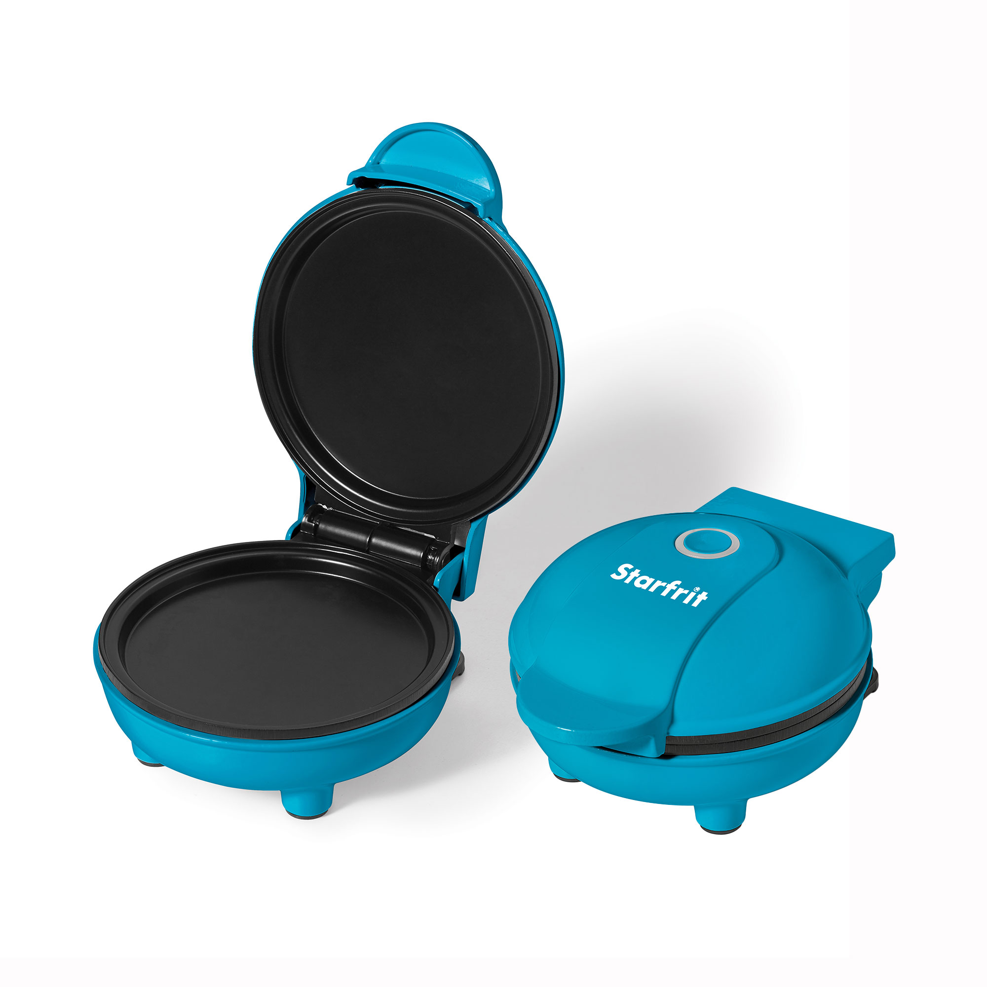 Starfrit Electric Mini Pancake Maker, 4" Non-Stick Cooking Surface, Easy to Use & Clean, Blue, 350 Watts