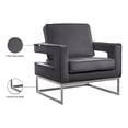 thumbnail image 3 of Meridian Furniture Fauteuil d'Appoint en Velours Gris Noah, 3 of 9