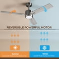 thumbnail image 3 of Vagizm Ceiling Fan 52'' with Light: Modern Remote Control Fans Downrod Mounted - Quiet Reversible DC Motor for Patio Dining Room Outdoor Indoor (Brushed Nickel+Gray), 3 of 7