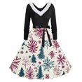 thumbnail image 1 of TIMIFIS Robes de Noël pour Femmes, Robes Maxi pour Femmes Robe Vintage de Vacances Manches Longues Col en V en Fourrure Robe Dos Nu, 1 of 3