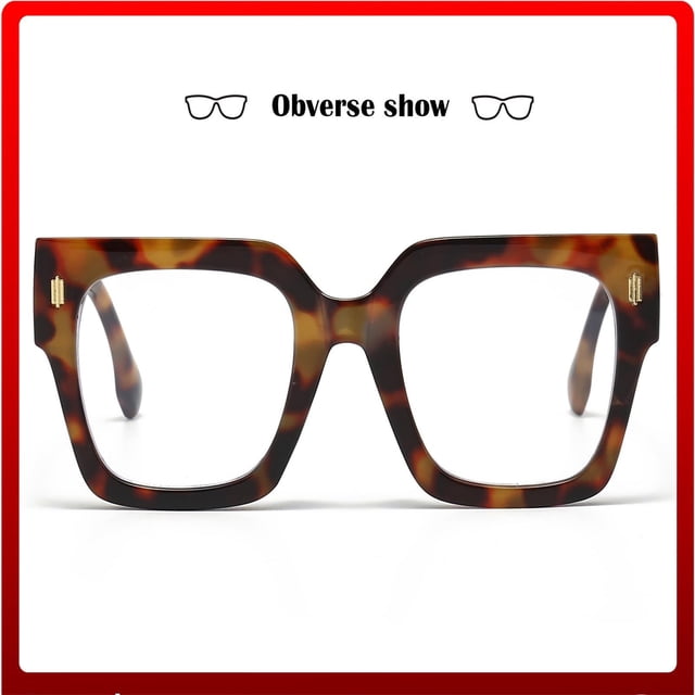 Glasses Fashion Oversized Blue Light Blocking Eyewear for Computer Screens with Big Square Frames for Work and Everyday Use