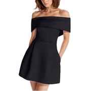 LOVZFMLL Dresses Women's Temperament Belt One Shoulder Dress