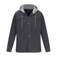 thumbnail image 1 of KIHOUT Winter Warm Coats Men Button-up Cardigan Carry Pockets Solid Color Long Sleeve Hooded Jacket,Size M-5XL, 1 of 5