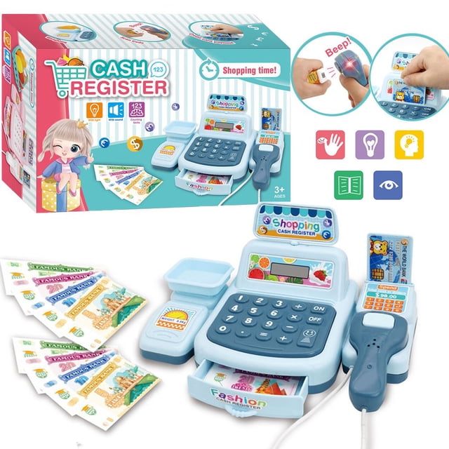 EIGTHTAIL Learning Resources Pretend & Play Calculator Cash Register Ages 3+ Develops Early Math Skills Play Cash Register for Kids Toy Cash Register Play Money Toy for Kids Christmas