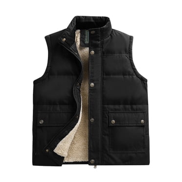 Fengqque Men's Winter Warm Outdoor Padded Puffer Vest Thick Fleece Lined Sleeveless Jacket Army Green 6(M)