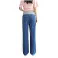 thumbnail image 4 of FAIWAD Jeans en Denim de Maternité Décontractés pour Femmes, Coupe Ample, Taille Élastique, avec Poches, 4 of 9