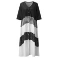 thumbnail image 5 of B91xZ Robes pour Femmes 2024 Robe Chemise à Manches Courtes Plissée Boutonnée Col en V Décontractée Travail Fluide, Noir m, 5 of 5